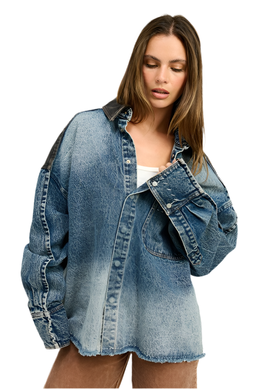 “JAX” OVERSIZED DENIM JACKET WITH BUTTONS