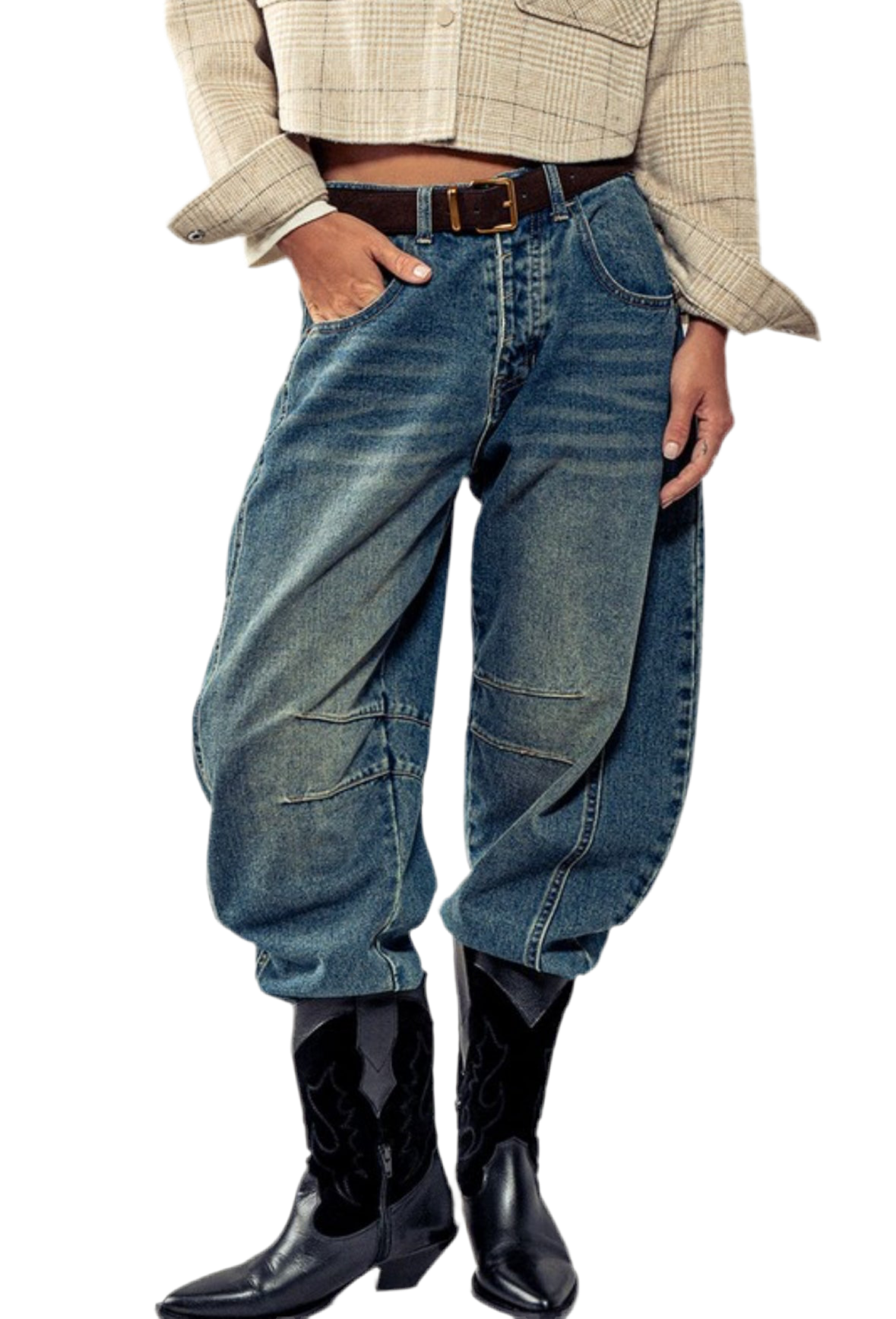 “AMY” DIRTY WASH BARREL JEANS