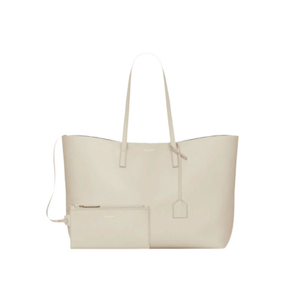 SAINT LAURENT
WHITE CALF LEATHER TOTE SHOULDER BAG