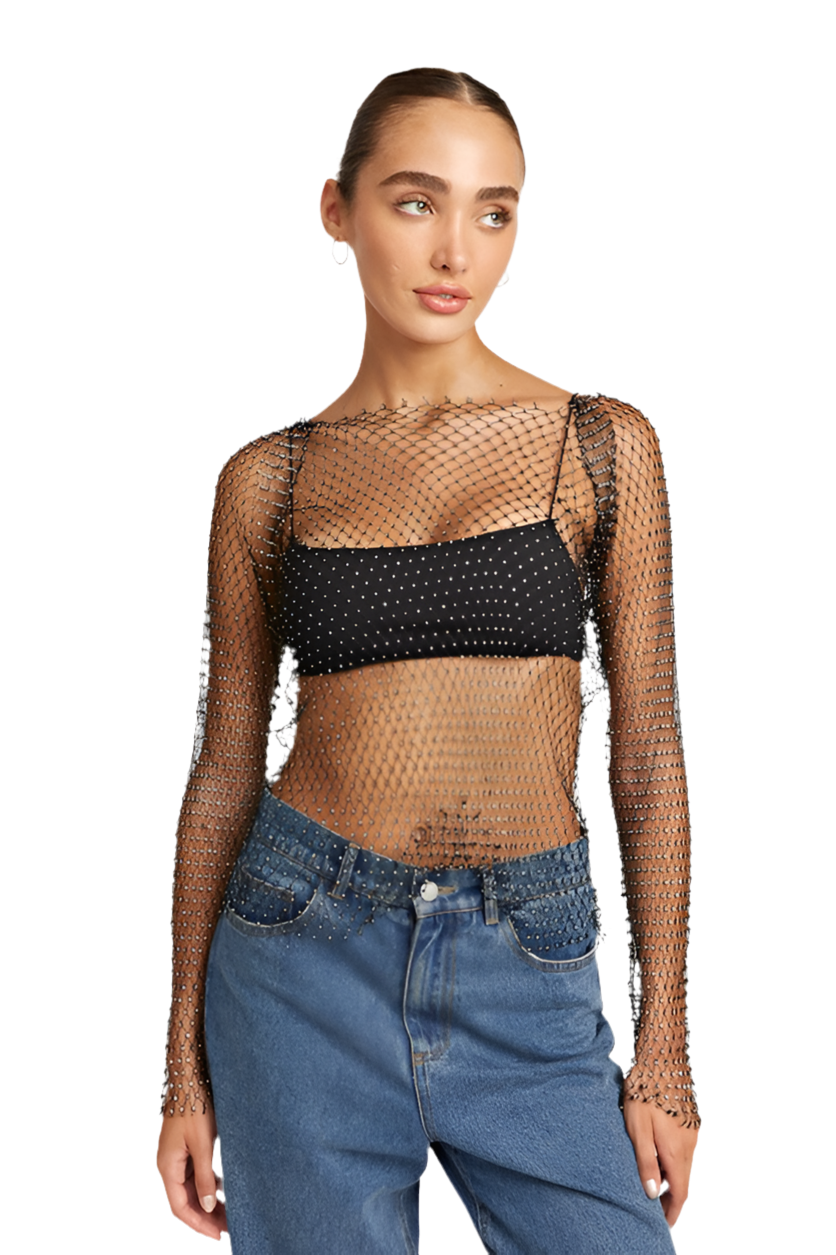 RHINESTONES NET TOP