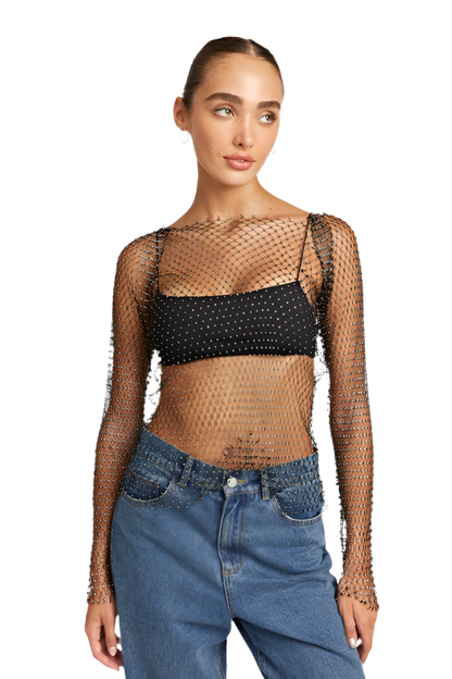 RHINESTONES NET TOP