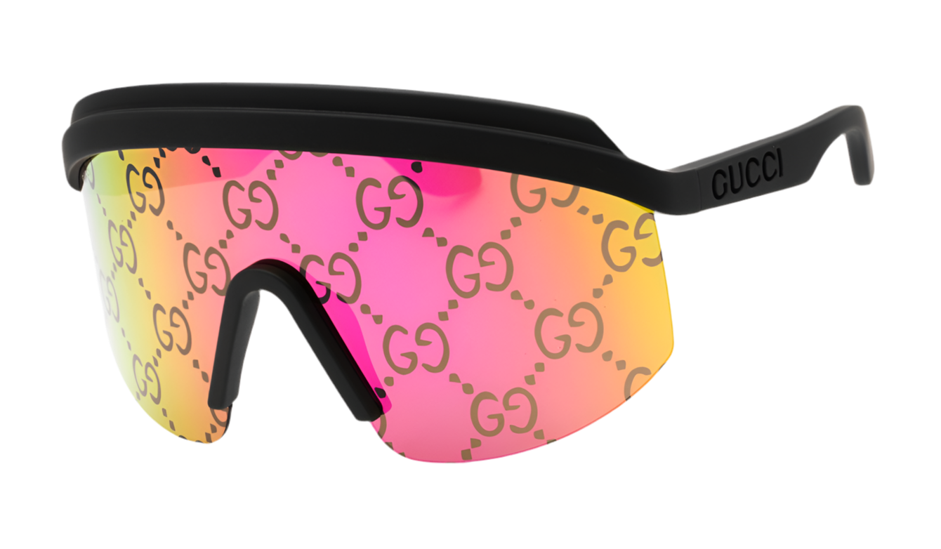 GUCCI Multi-Color GG Lattice Acetate Shield Sunglasses