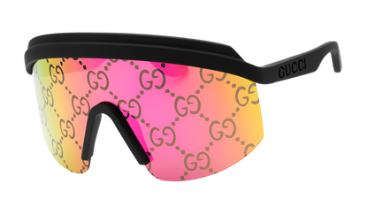 GUCCI Multi-Color GG Lattice Acetate Shield Sunglasses