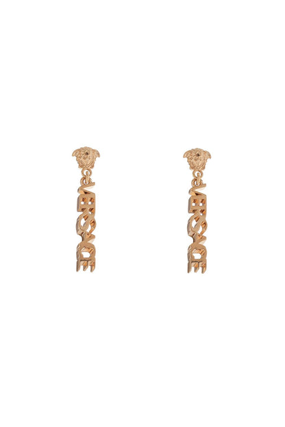 Versace gold metal lion head earrings with three-dimensional effect