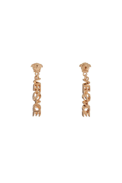 Versace gold metal lion head earrings with three-dimensional effect