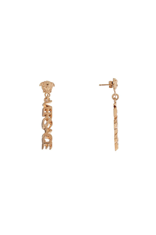 Versace gold metal lion head earrings with three-dimensional effect