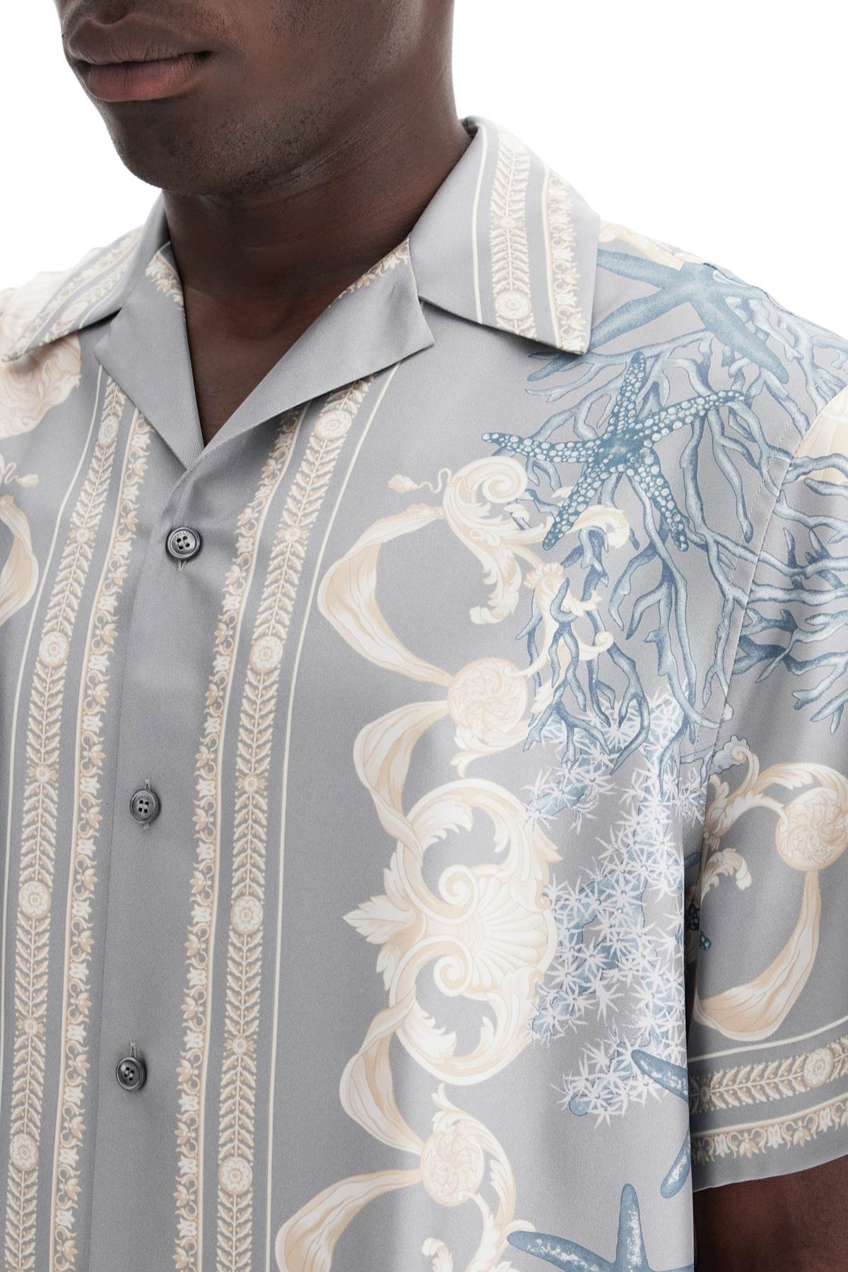 Versace baroque printed silk bowling shirt set for the