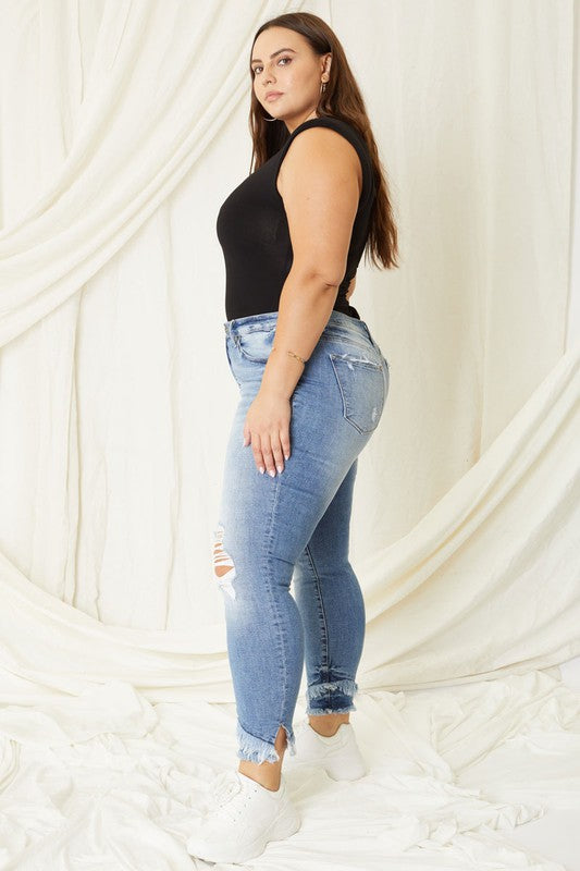 CURVY MID RISE ANKLE SKINNY JEANS