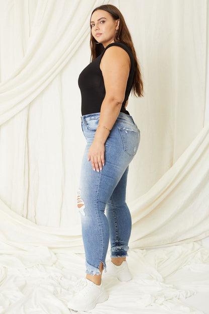 CURVY MID RISE ANKLE SKINNY JEANS