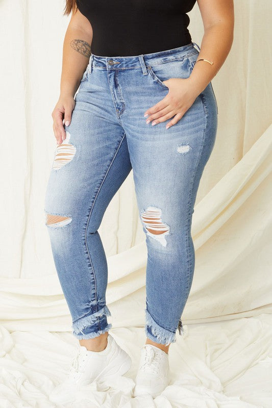 CURVY MID RISE ANKLE SKINNY JEANS