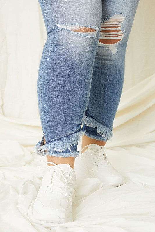 CURVY MID RISE ANKLE SKINNY JEANS