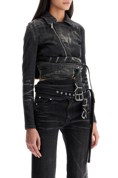 Y Project Y Project denim jacket with criss-cross belt