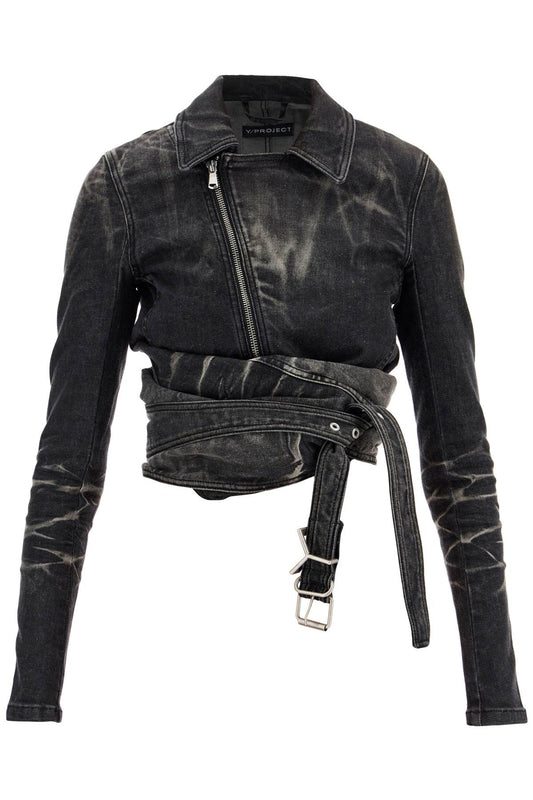 Y Project Y Project denim jacket with criss-cross belt