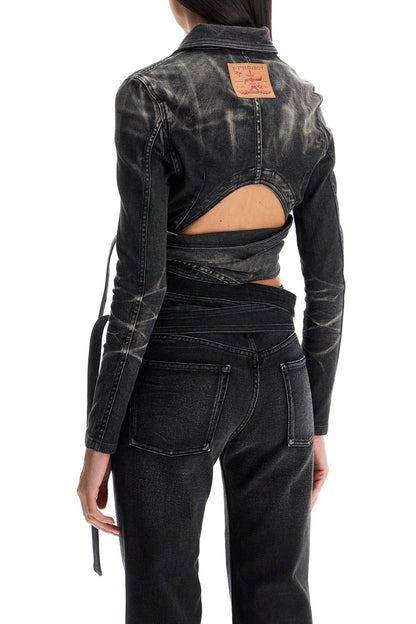 Y Project Y Project denim jacket with criss-cross belt