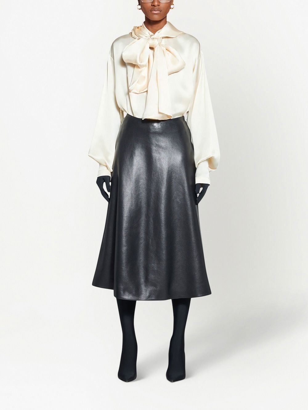 Balenciaga leather midi skirt