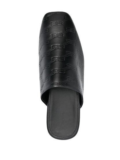 Balenciaga debossed-logo leather mules