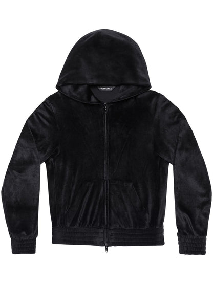 Balenciaga Crystal embellished velvet zip-up hoodie