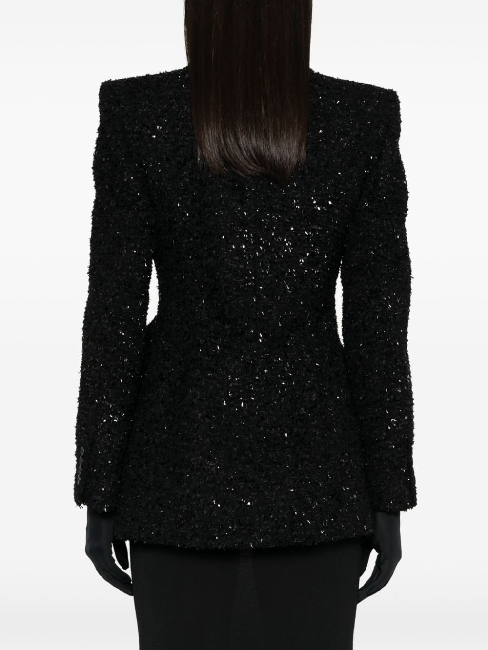 Balenciaga Hourglass tweed-texture padded-shoulder wool-blend blazer