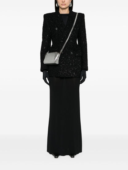 Balenciaga Hourglass tweed-texture padded-shoulder wool-blend blazer