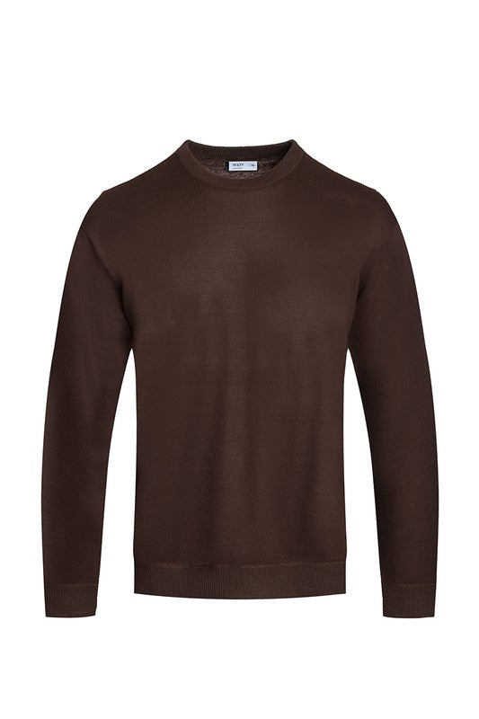 SOLID COLOR ROUND NECK SWEATER