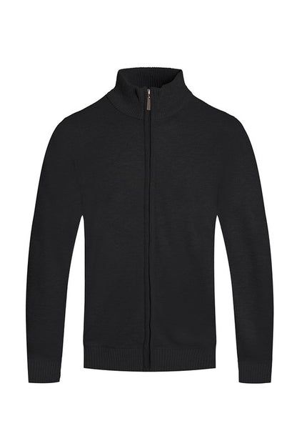 Mens Solid Full Zip Sweater