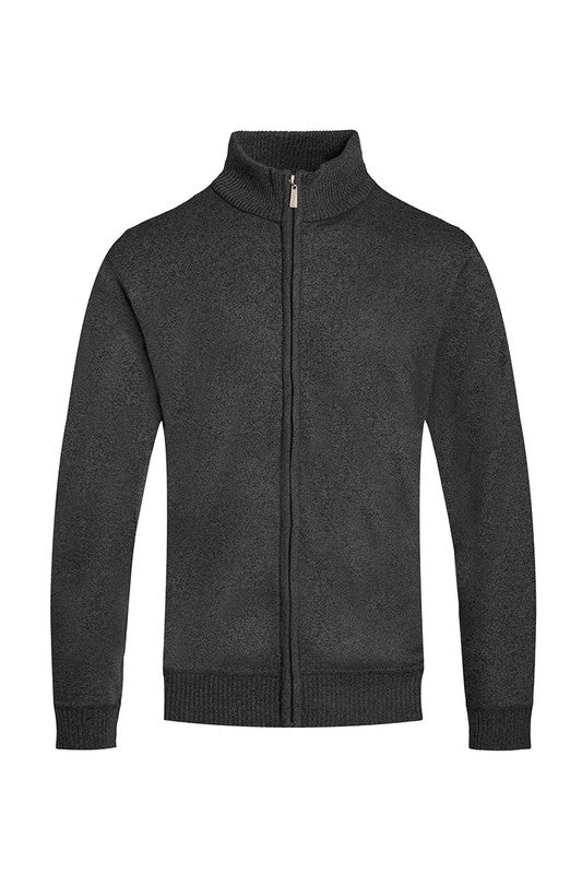 Mens Solid Full Zip Sweater