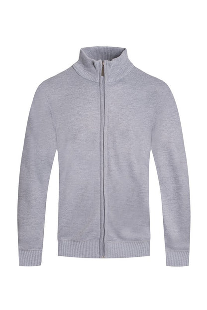 Mens Solid Full Zip Sweater