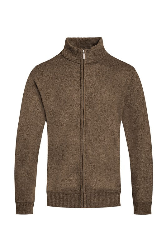 Mens Solid Full Zip Sweater