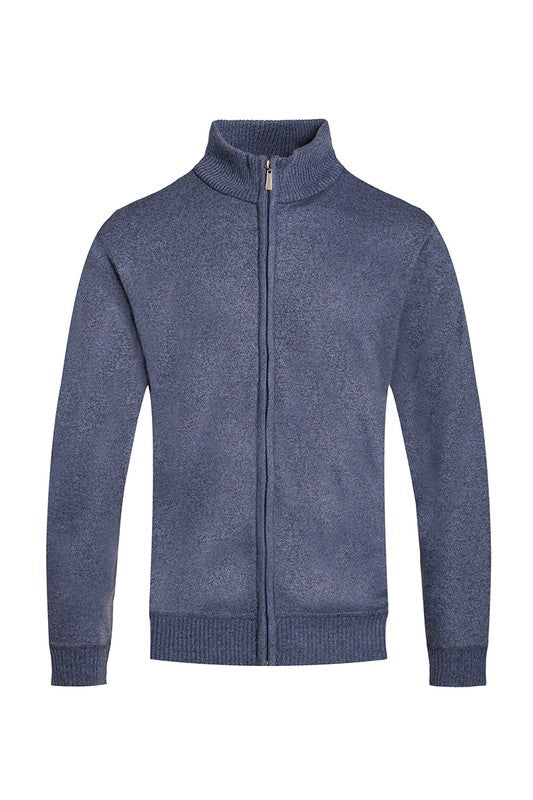 Mens Solid Full Zip Sweater