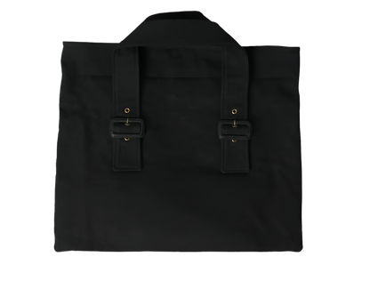 MIU MIU
BLACK CANVAS DENIM LOGO SHOULDER TOTE SHOPPING BAG