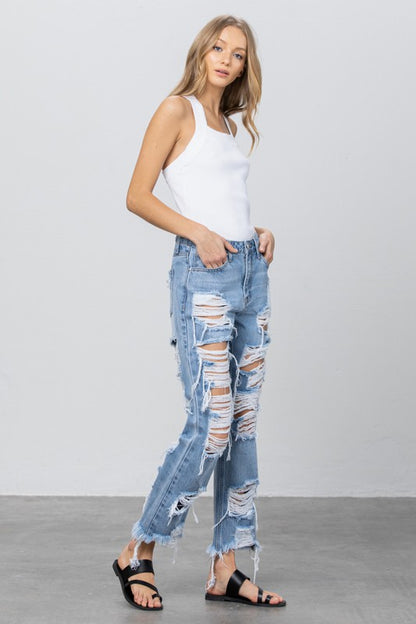 HEAVY DESTROYED STRAIGHT JEANS