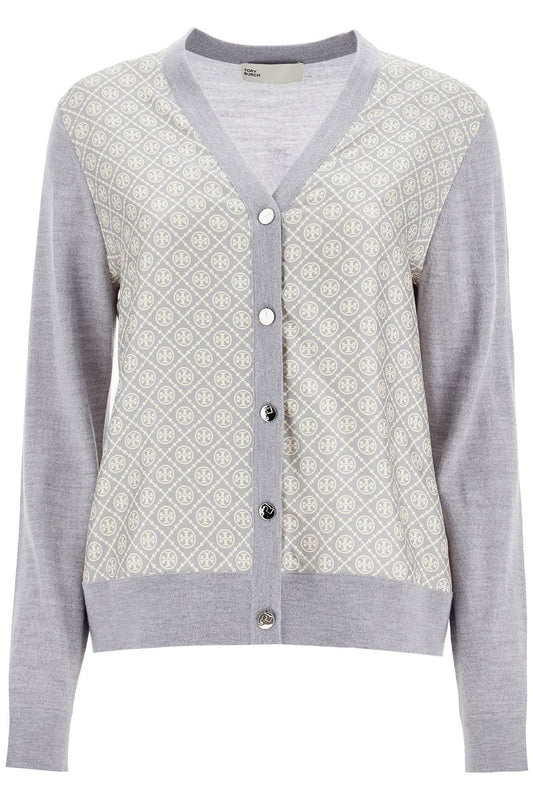 Tory Burch Tory Burch silk insert cardigan with eight