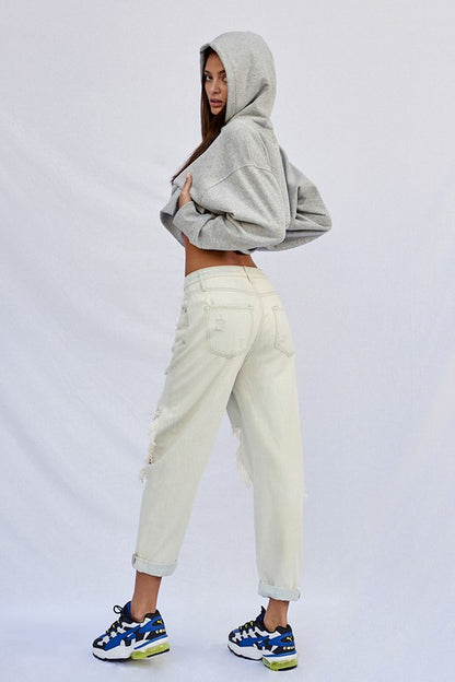 High Rise Destroyed Slouch Jeans