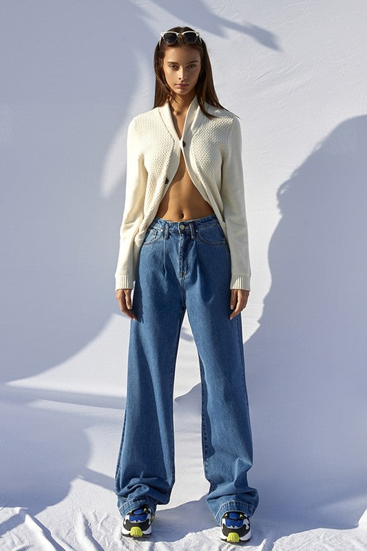 Super High Waist Wide Straight Jeans