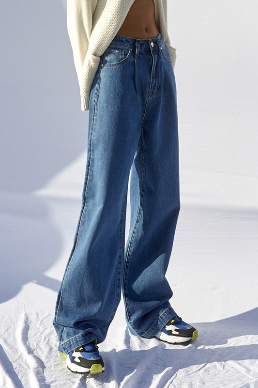 Super High Waist Wide Straight Jeans