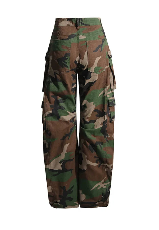 “BECKY” Cargo Camouflage Denim Pant