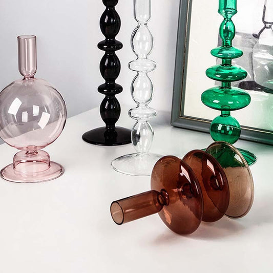 Retro Transparent Glass Candle Holder Ornaments