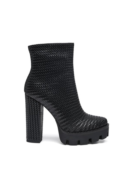 LONDON RAG SOLID TEXTURED BLOCK HEELED BOOT