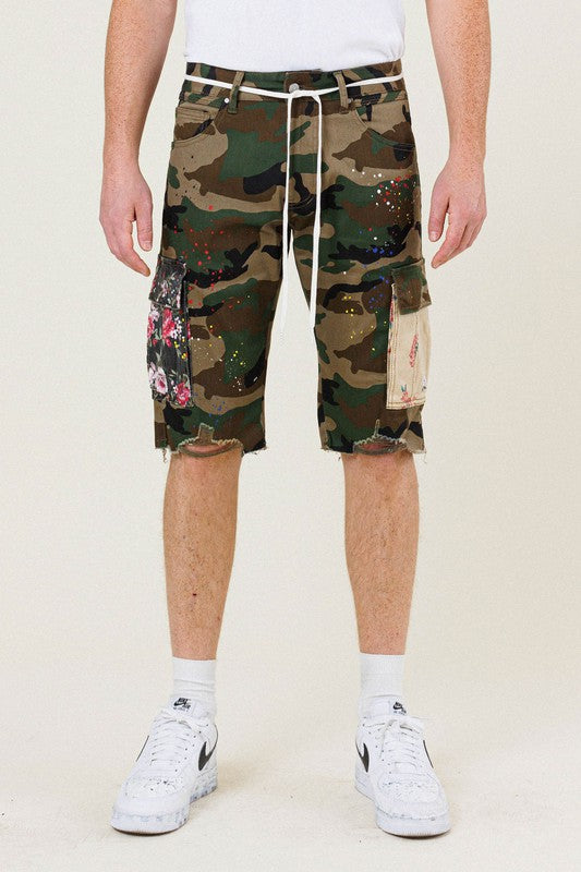 Flowers Patch Camo Cargo Short