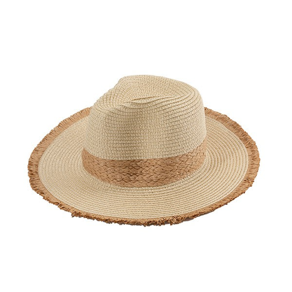 FRAYED BRIM BEACH STRAW HAT