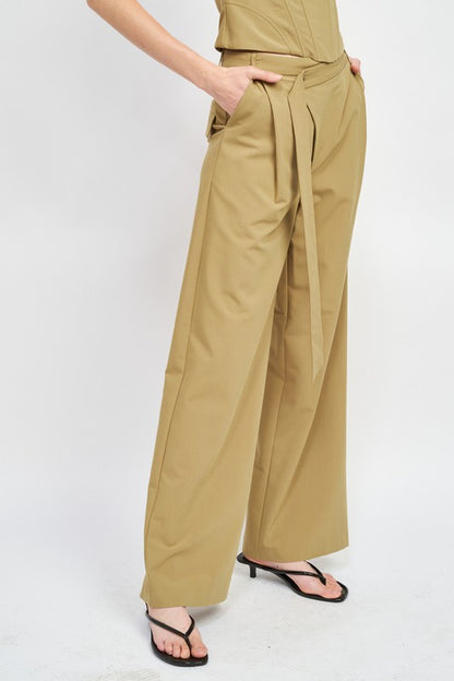 “SIDNEY” ASYMMETRICAL LONG BELT TROUSERS