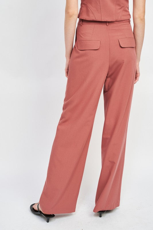 “SIDNEY” ASYMMETRICAL LONG BELT TROUSERS