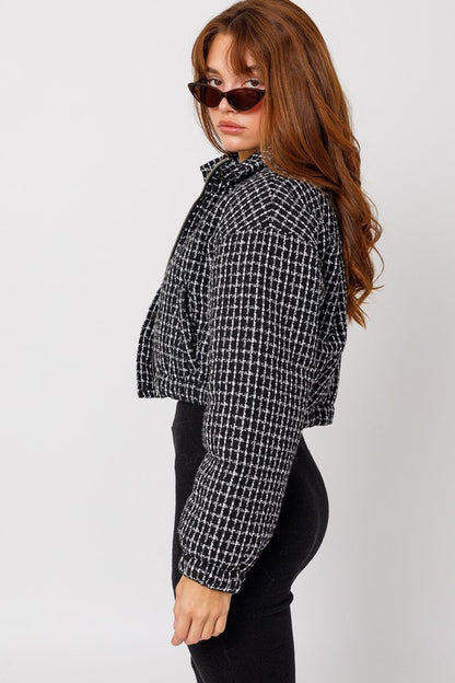 Tweed Crop Puffer Jacket