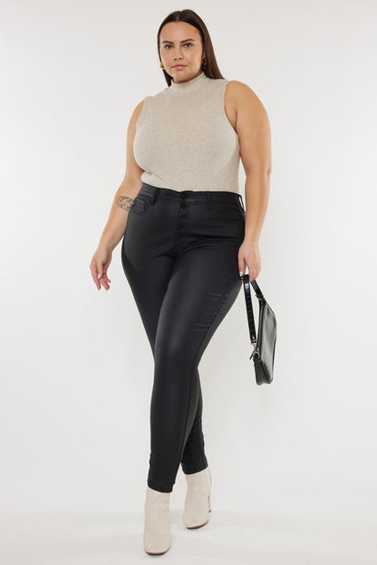 CURVY HIGH RISE COATED ANKLE SKINNY JEANS