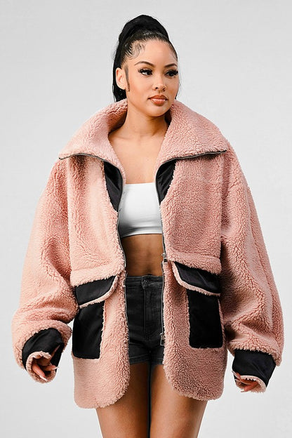 “JAZZ” OVERSIZED SHERPA WITH CONTRAST JACKET