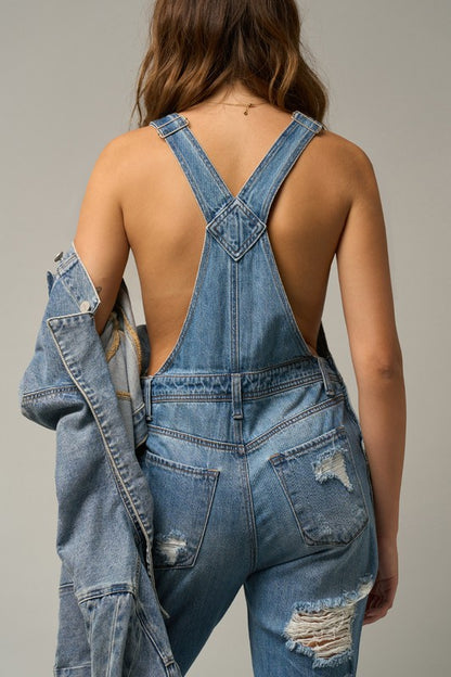 “PRICILLA” DISTRESSED STRAIGHT FIT OVERALL