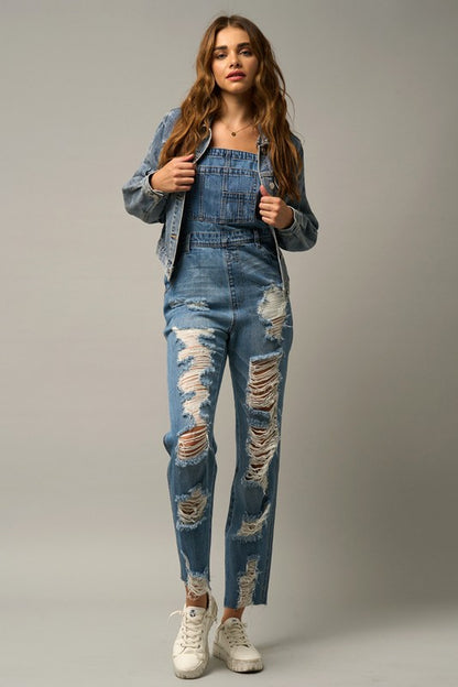 “PRICILLA” DISTRESSED STRAIGHT FIT OVERALL