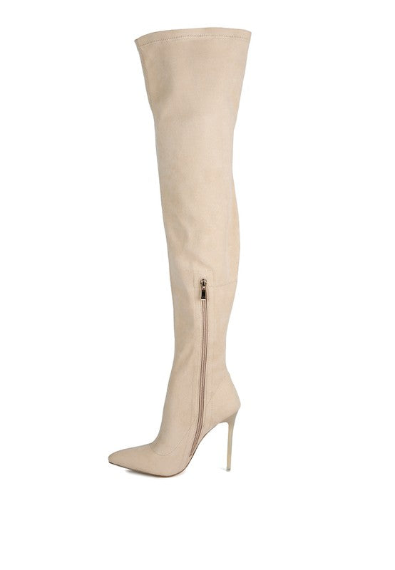 “ARYA” Stretch Suede Stiletto Long Boots