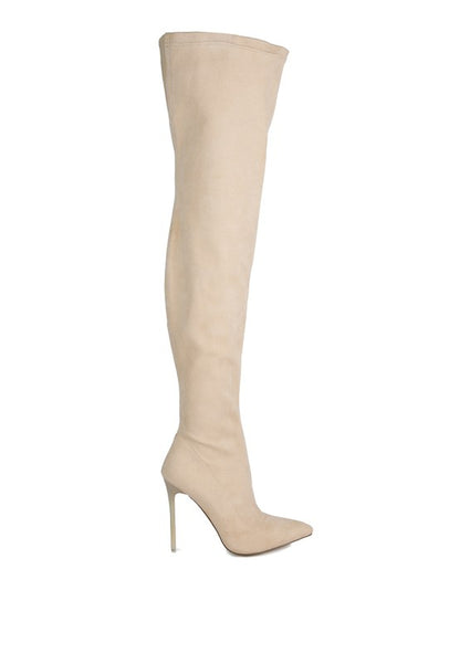 “ARYA” Stretch Suede Stiletto Long Boots