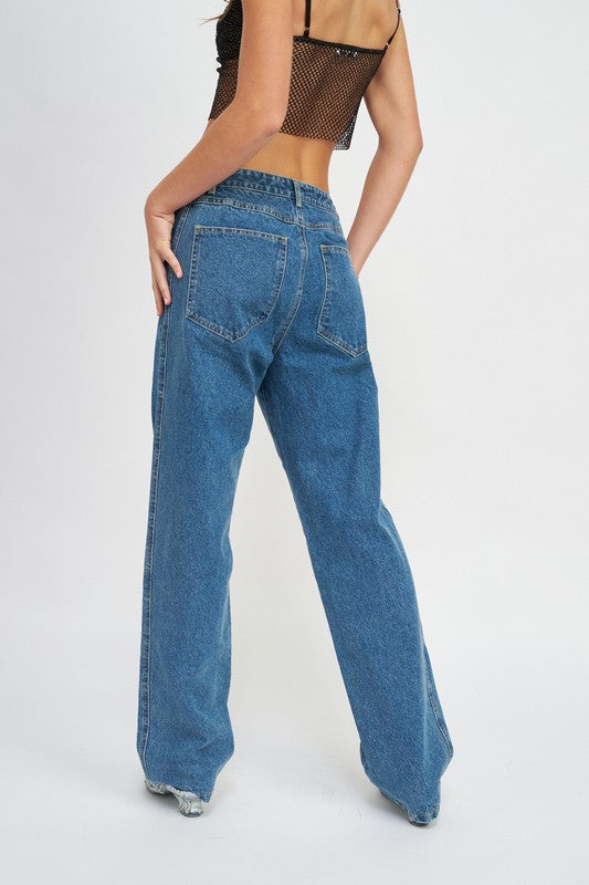 LOW WAIST DENIM BOYFRIEND JEANS